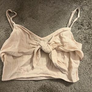 Aerie Cream Tie-Front Tank Top